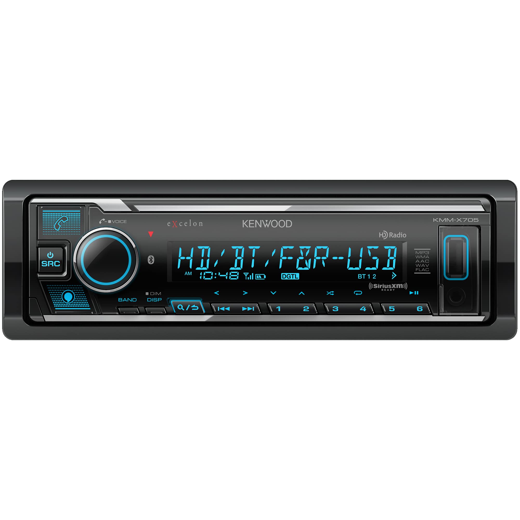 Kenwood KMM-X705 Excelon Digital Multimedia Car Stereo - Single DIN with Bluetooth, AM/FM HD Radio, Alexa Built in, Variable Color, SiriusXM