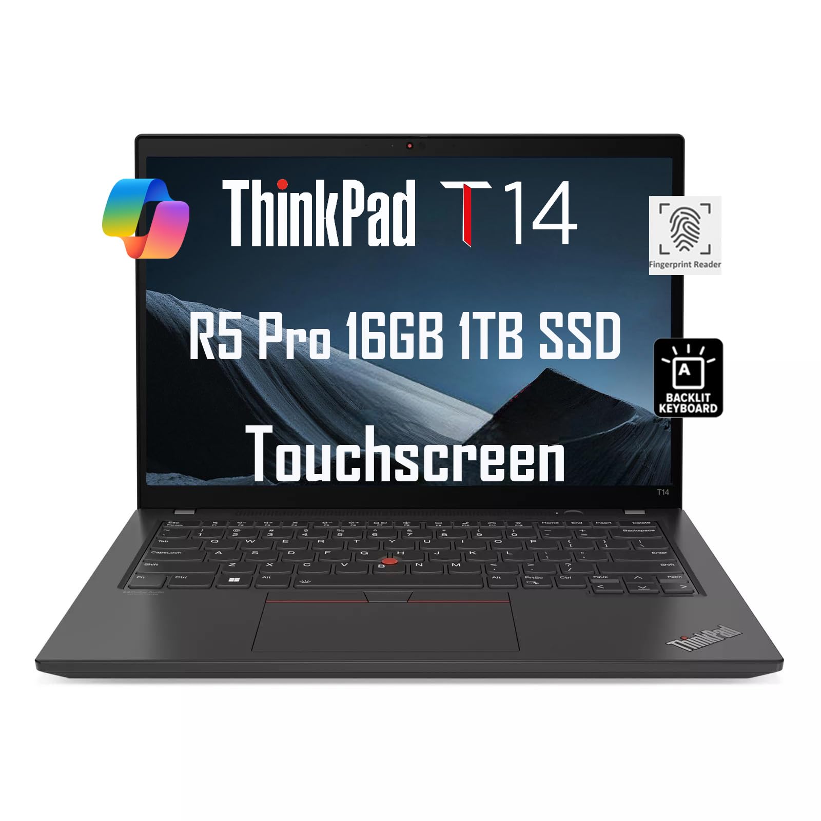Lenovo ThinkPad T14 Business Laptop (14" FHD+ Touchscreen, AMD Ryzen 5 PRO 6650U, 16GB RAM, 1TB SSD, (Beat Intel i7-1250U)), Backlit, Fingerprint, 1080p Webcam, Wi-Fi 6E, Win 11 Pro w / AI Copilot