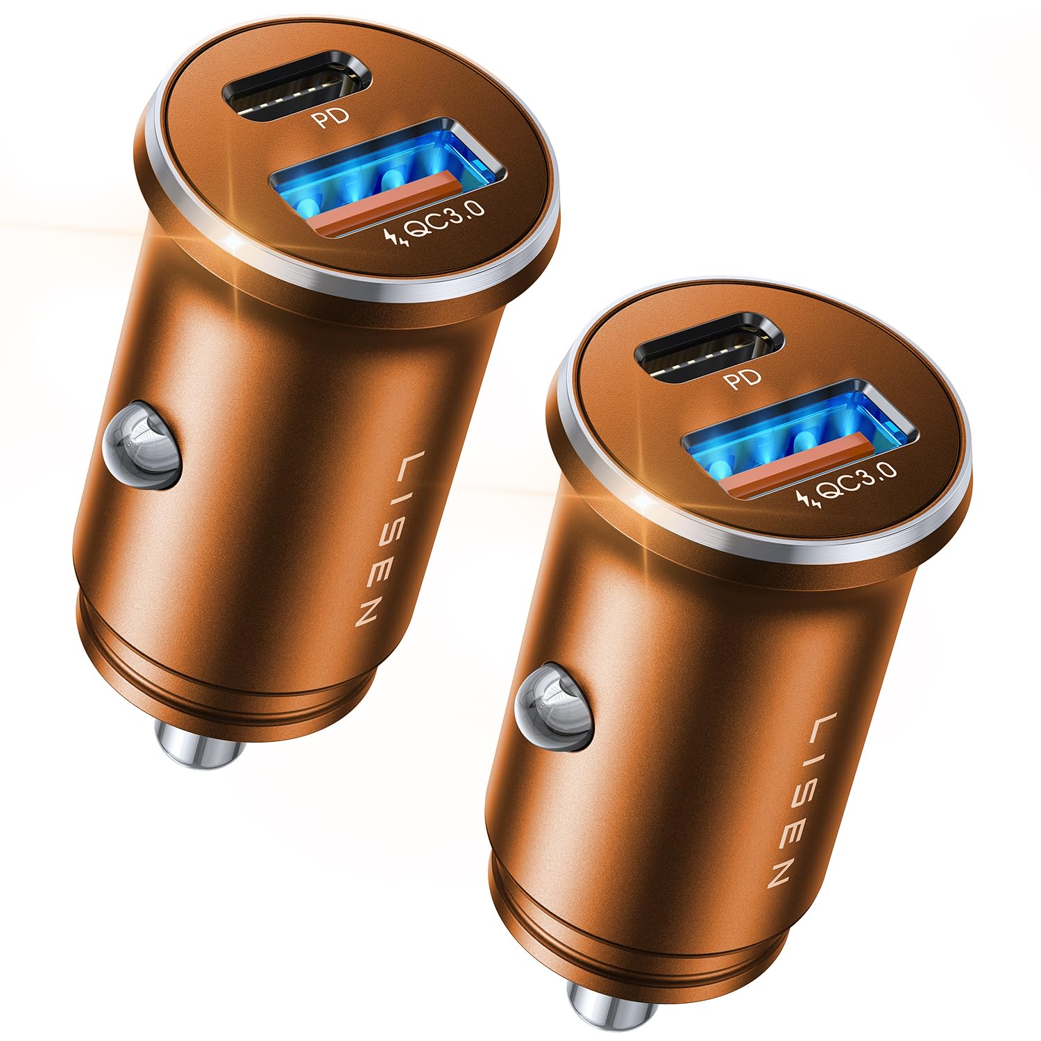 LISEN 54W Car Phone Charger USB C, Cigarette Lighter Adapter, Car Accessories for iPhone, USB C Car Charger Adapter USBC Type C 12v, Fit for iPhone 16, 15, 14, 13 Samsung Google iPad Android, Orange