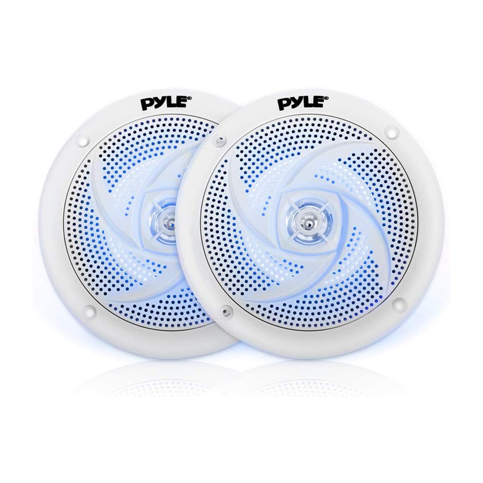 Pyle Marine Speakers - 5.25 Inch 2 Way Waterproof and Weather Resistant Outdoor Audio Stereo Sound System with LED Lights, 180 Watt Power and Low Profile Slim Style - 1 Pair - PLMRS53WL