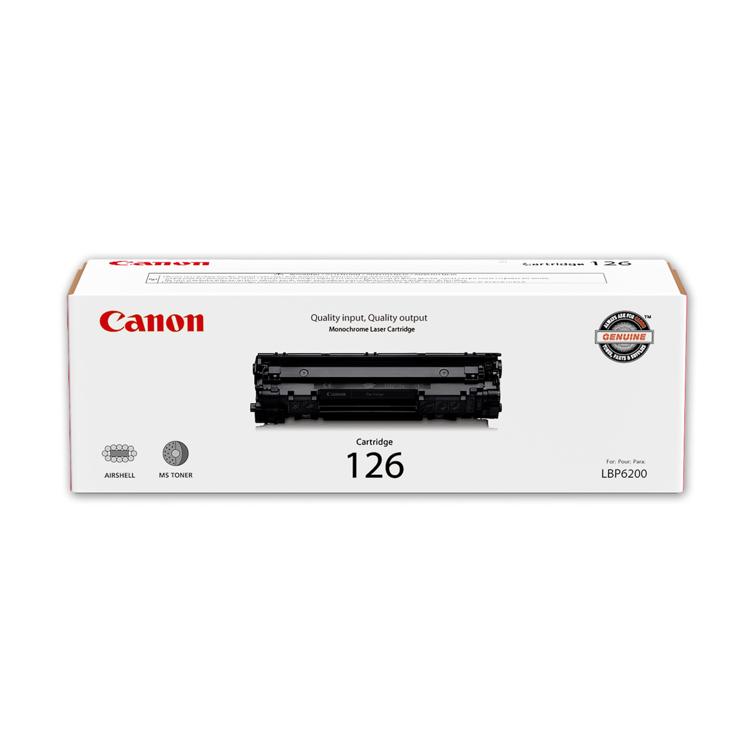 Canon Genuine 126 Black Toner Cartridge Compatible with LBP6200d, LBP6230dw