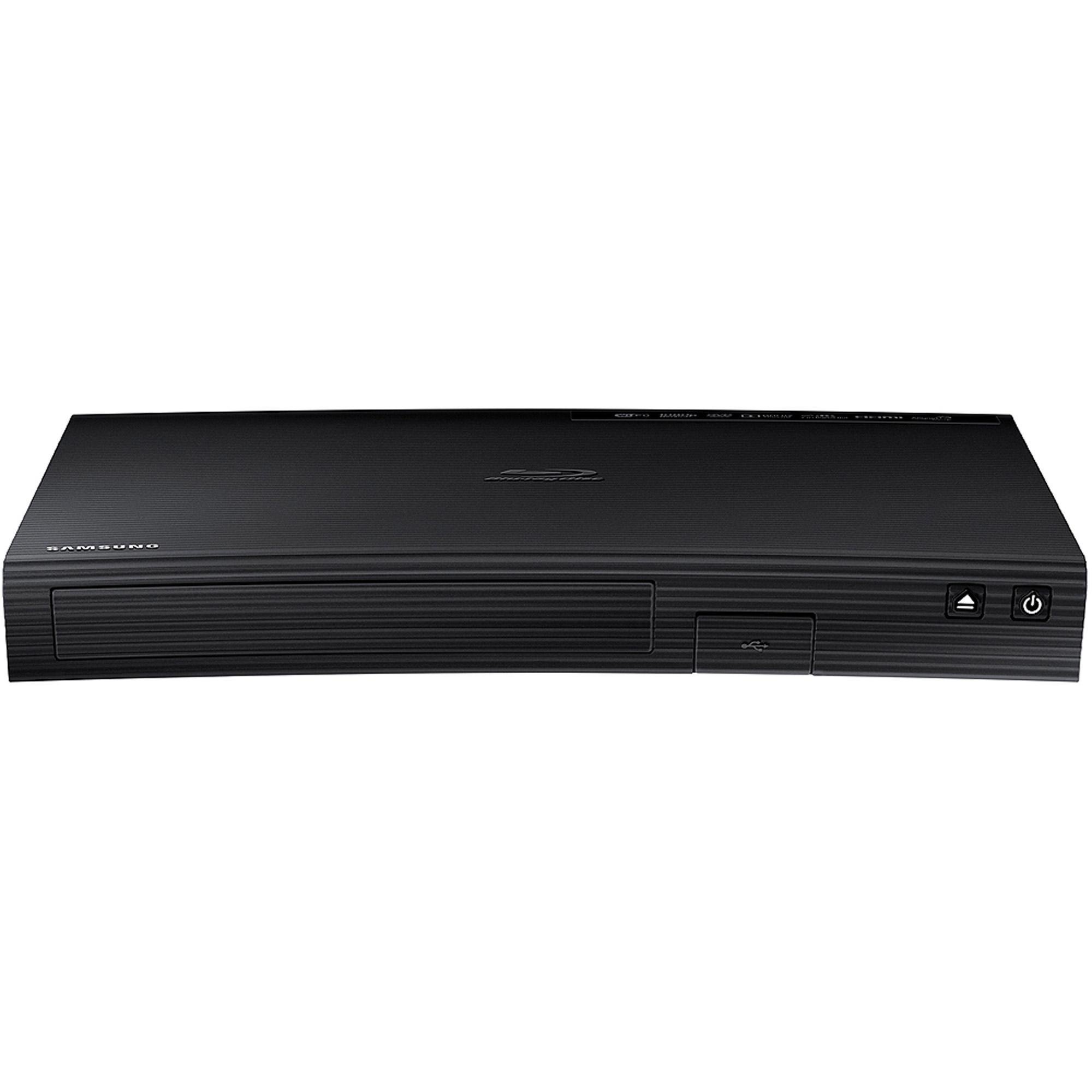 SAMSUNG Blu-ray DVD Disc Player With Built-in Wi-Fi 1080p & Full HD Upconversion, Plays Blu-ray Discs, DVDs & CDs, Plus CubeCable 6Ft High Speed HDMI Cable, Black Finish (Renewed)