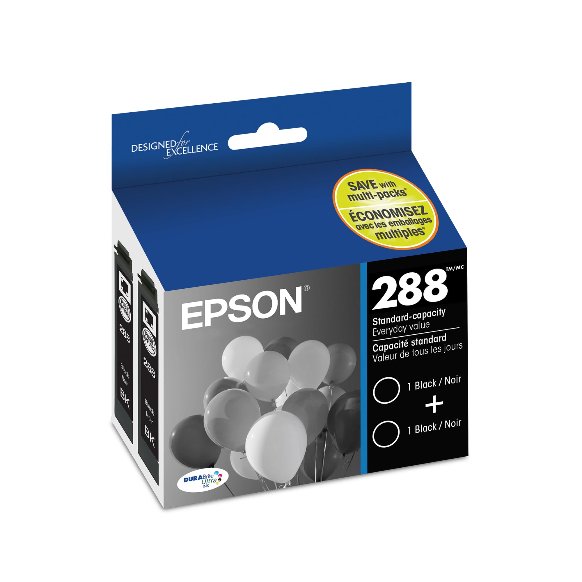 EPSON 288 DURABrite Ultra Ink Standard Capacity Black Dual Cartridge Pack (T288120-D2) Works with Expression XP-330, XP-430, XP-434, XP-340, XP-440, XP-446