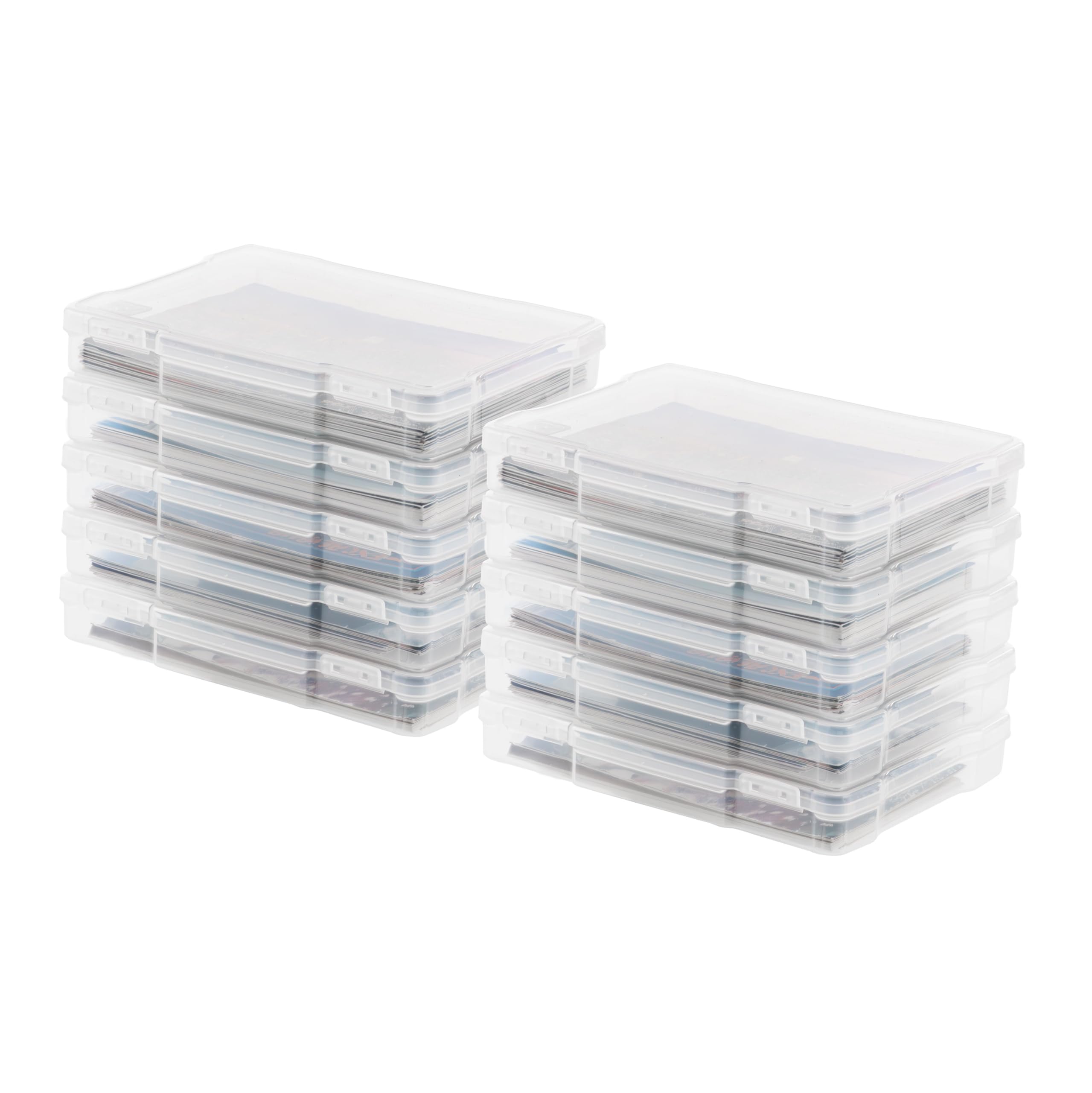 IRIS USA 5" x 7" Photo Storage Box Craft Keeper Cases, 10-Pack, Organization Task Holders for Pictures, Tasks, Scrapbooking, Stationery Storage, Stickers & Art Supplies, Clear