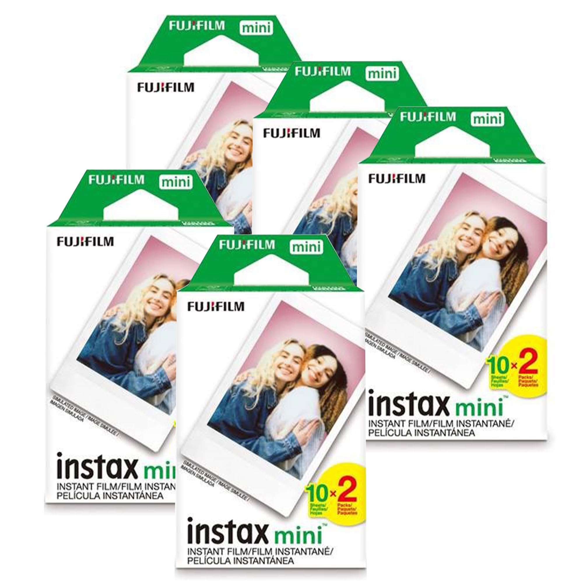 Fujifilm Instax Mini 100 Film for Fuji 7S 8 25 50S 90 300 Instant Camera, Share SP-1 White, Pack of 5