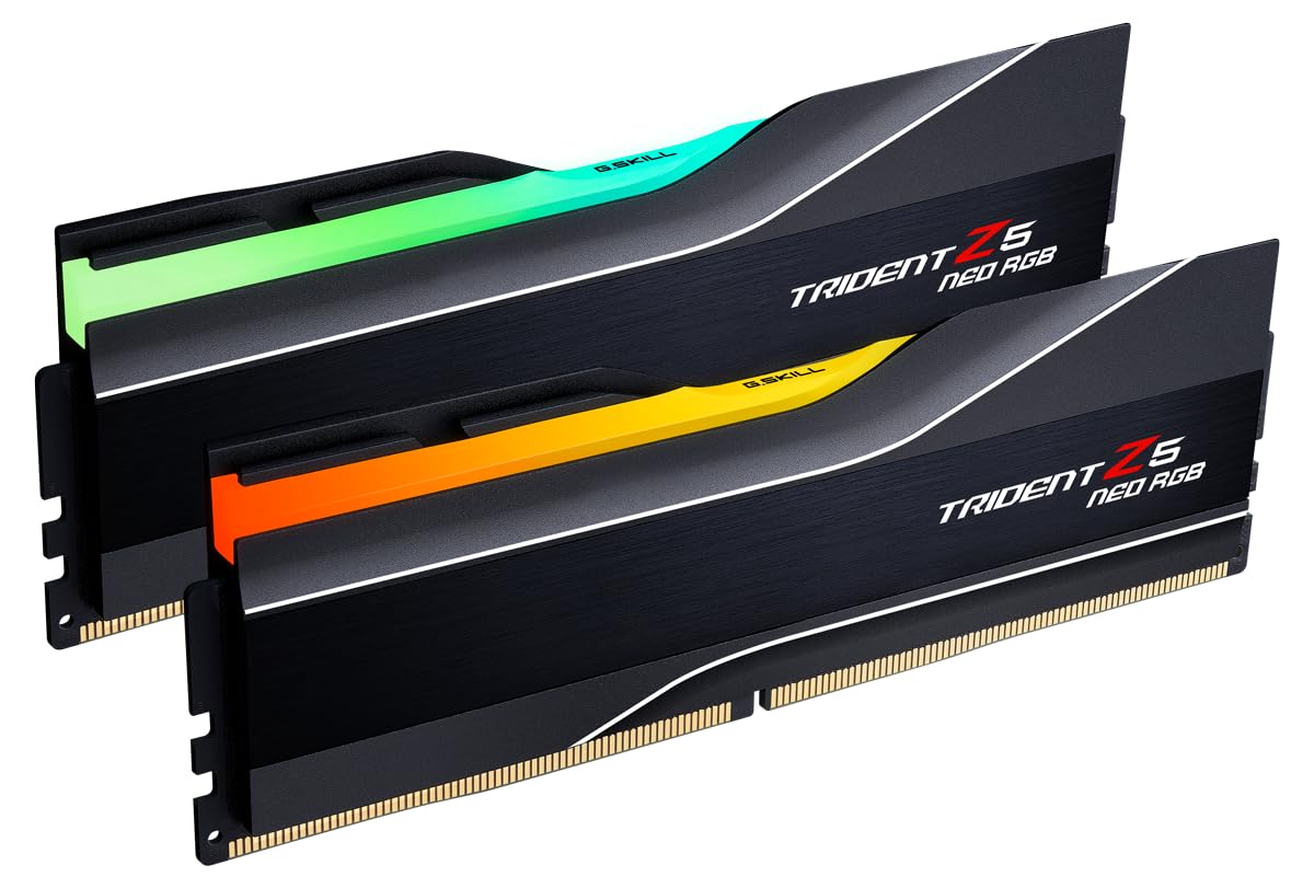G.SKILL Trident Z5 Neo RGB Series (AMD Expo) DDR5 RAM 64GB (2X 32GB) 6000MT/s CL26-36-36-96 1.45V Desktop Computer Memory U-DIMM - Black (F5-6000J2636H32GX2-TZ5NR)