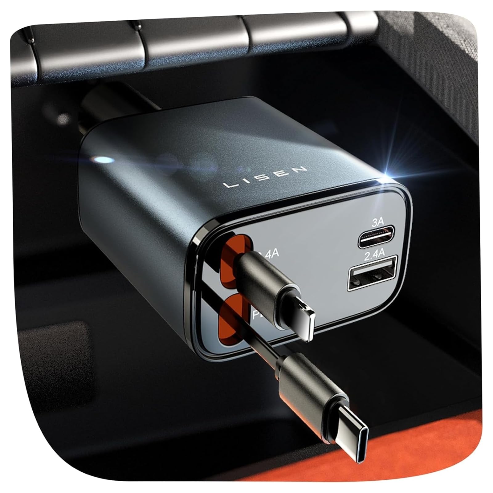 LISEN Retractable Car Charger, 69W USB C Car Accessories Adapter for iPhone 16 USB C Charger Fast Charging,Gifts for Women Men, Labor Day Sale, Truck Accessories, for iPhone 16 Pro Max 15 14 13 12