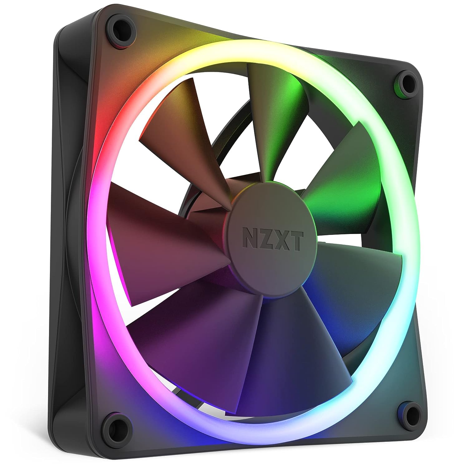 NZXT F120 RGB – 120mm RGB PWM PC Fan – High Airflow, Low Noise – Fluid Dynamic Bearing – Single (Requires NZXT RGB Controller for CAM Software) – 18 LEDs – Black