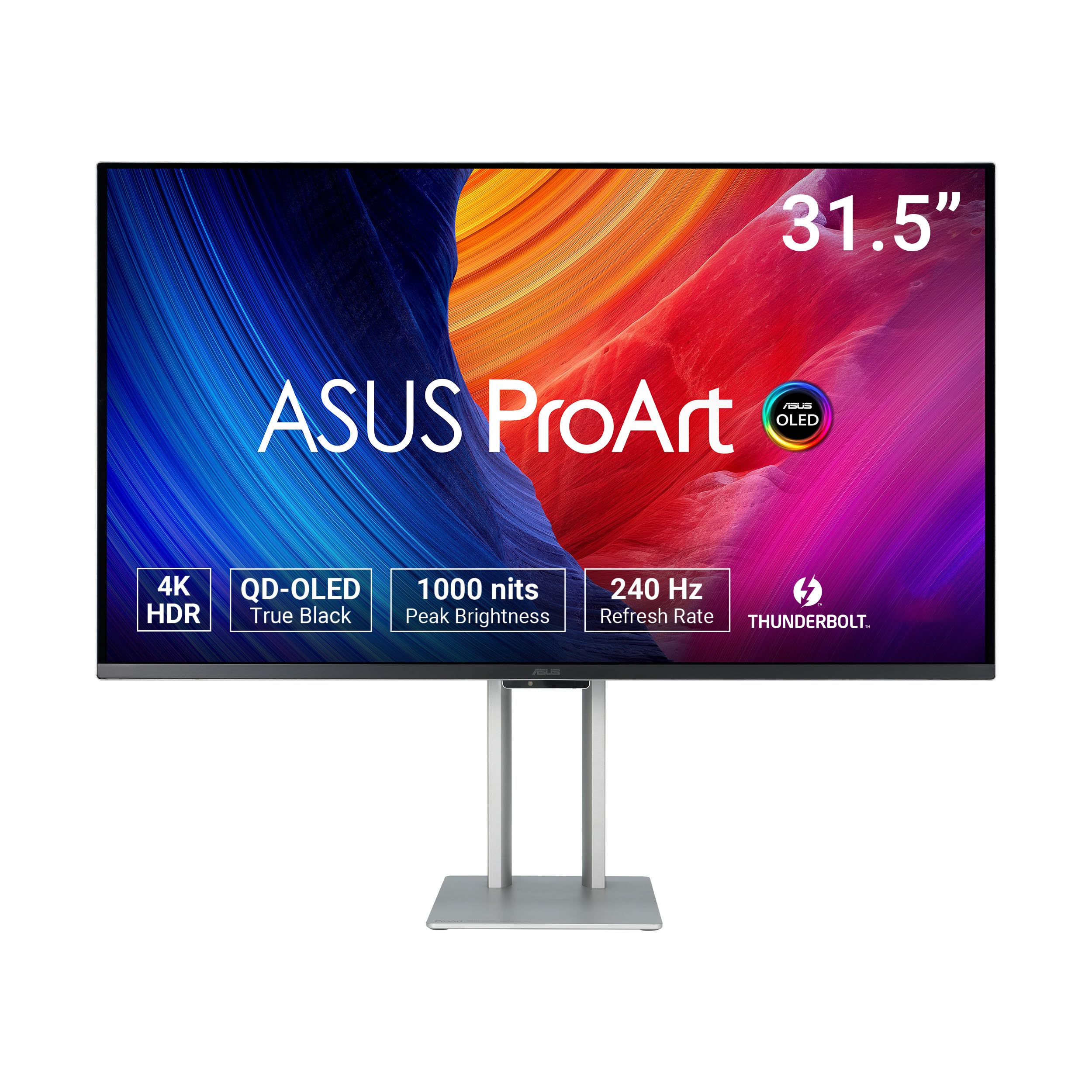 ASUS ProArt Display 32” 4K HDR QD-OLED Professional Monitor (PA32UCDM) - UHD, Ultra-Slim, 240Hz, 0.1ms, Auto Calibration, Dolby Vision, 99% DCI-P3, ΔE<1, Thunderbolt 4, Calman Ready, 3 yr Warranty