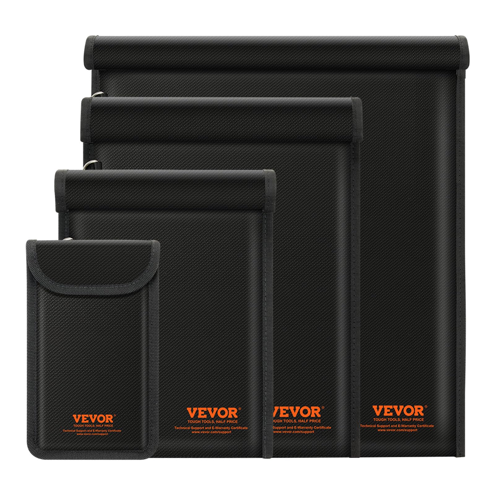 VEVOR Faraday Bags, 4 Pack Faraday Pouch Set for Laptop (16.9x15), Tablet (13x10.2), Phone (7.87x4.7) & Radio (10.6x7.8), Fireproof Signal Blocking Holder, Anti-Theft & Anti-Hacking Pouch Blocker