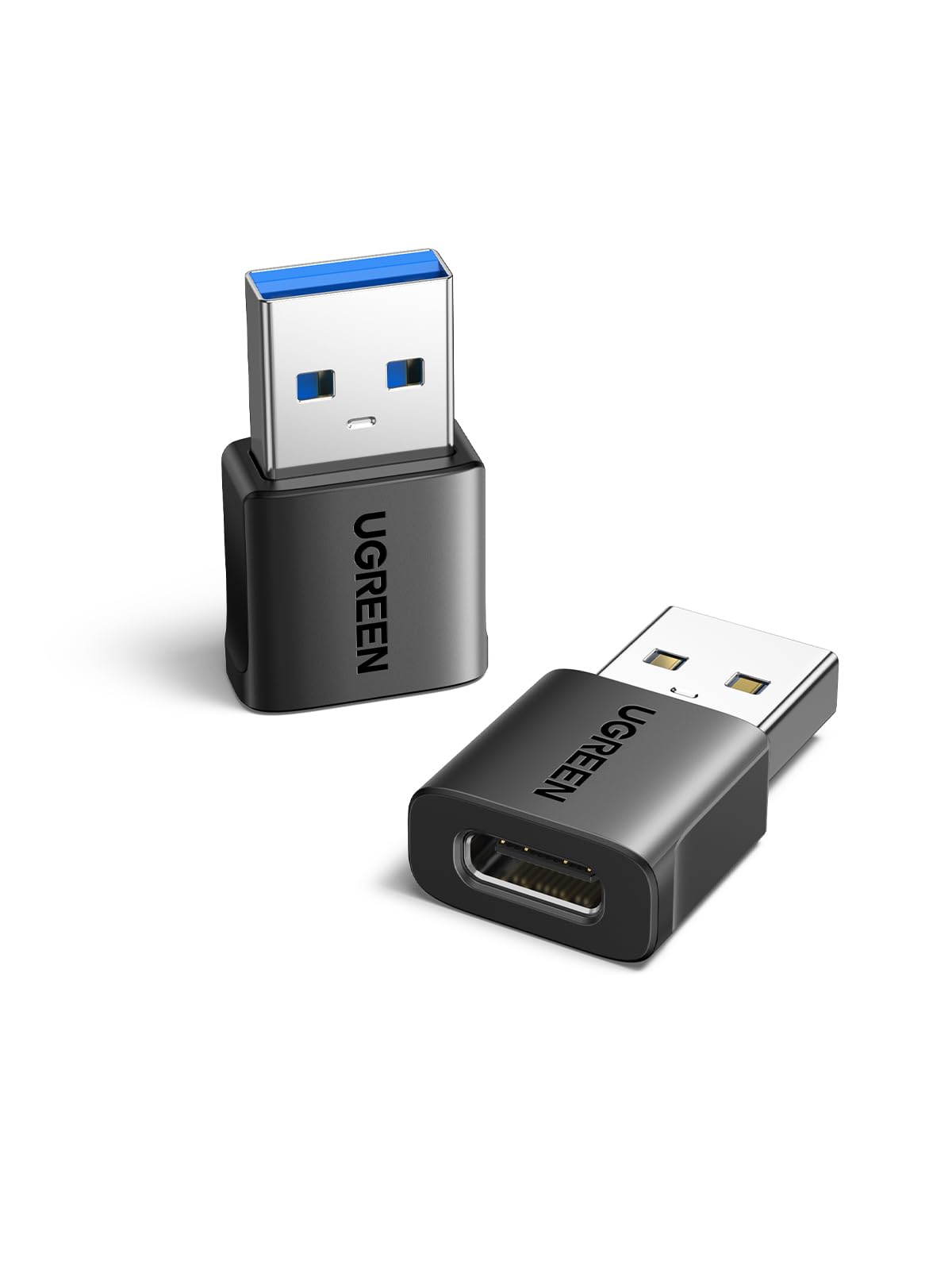 UGREEN 10Gbps USB to USB C Adapter 2Pack, USB C Female to USB 3.0 Male Adapter Type Charger Connector for iPhone 16 15 14 13,AirPods,iPad Air Mini 6 7,CarPlay,Black