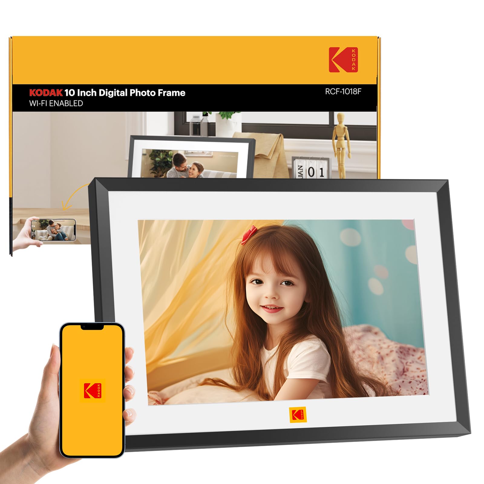 KODAK 10.1 Inch WiFi Digital Picture Frame,1280x800 HD IPS Touch Screen, Electronic Smart Photo Frame with 32 GB Memory, Auto-Rotate, Instantly Share Photos/Videos Anywhere