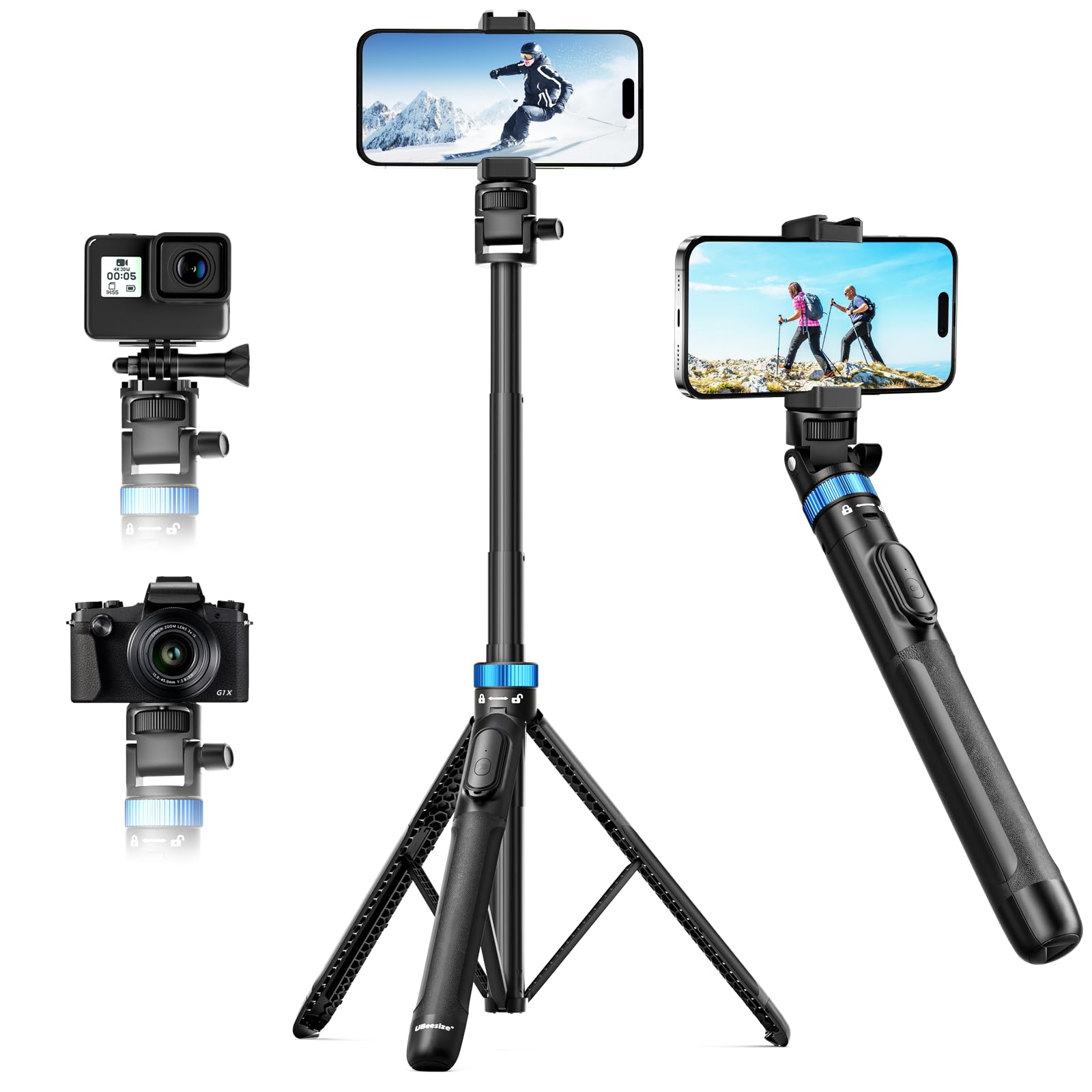 UBeesize 72" Phone Tripod - Tripod for iPhone & Selfie Stick with Phone Holder & Remote - Upgraded, Stable & Portable Stand for iPhone 16/15/14, Android, Cameras & Action Cams