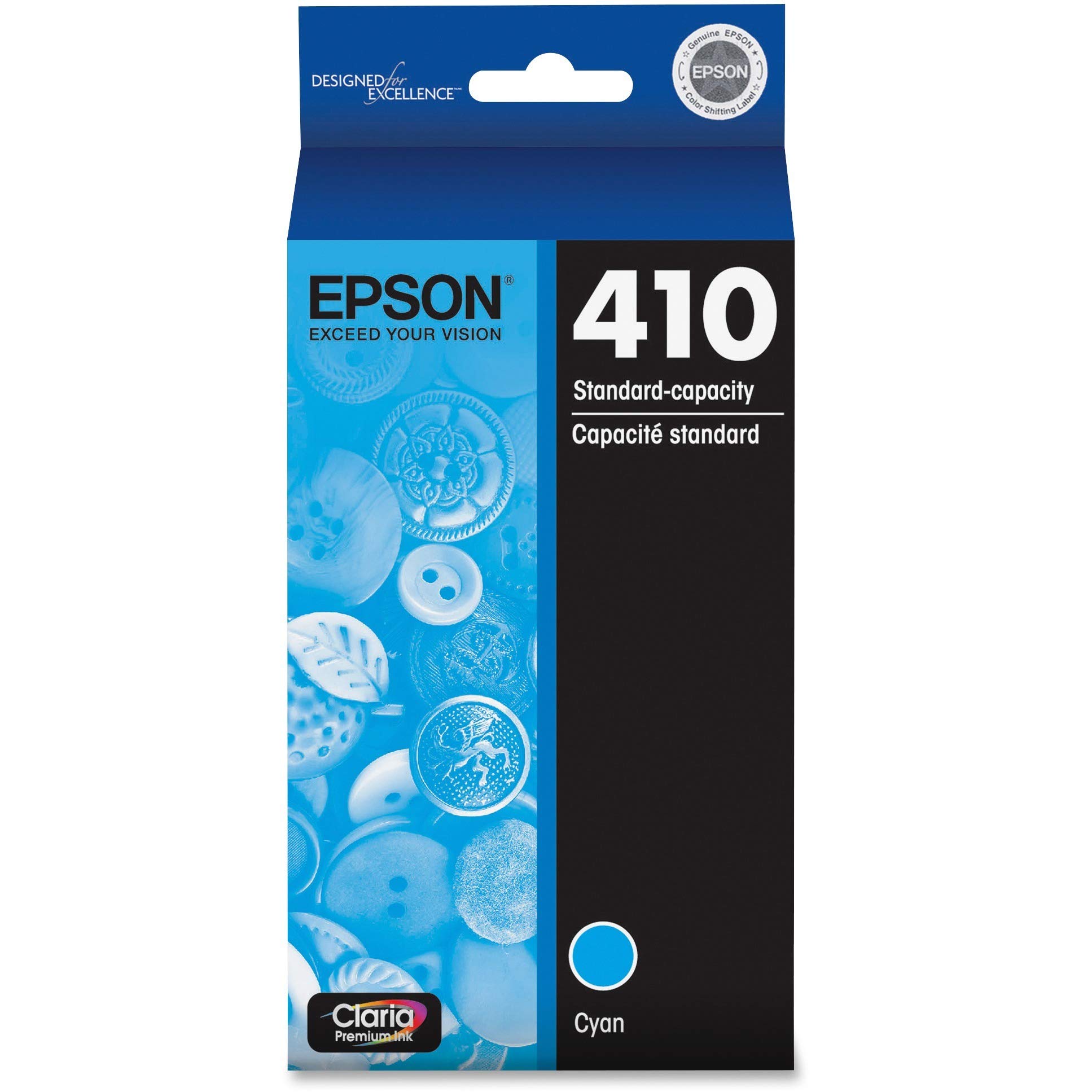 EPSON 410 Claria Premium Ink Standard Capacity Cyan Cartridge (T410220-S) Works with Expression Premium XP-530, XP-630, XP-640, XP-7100, XP-830