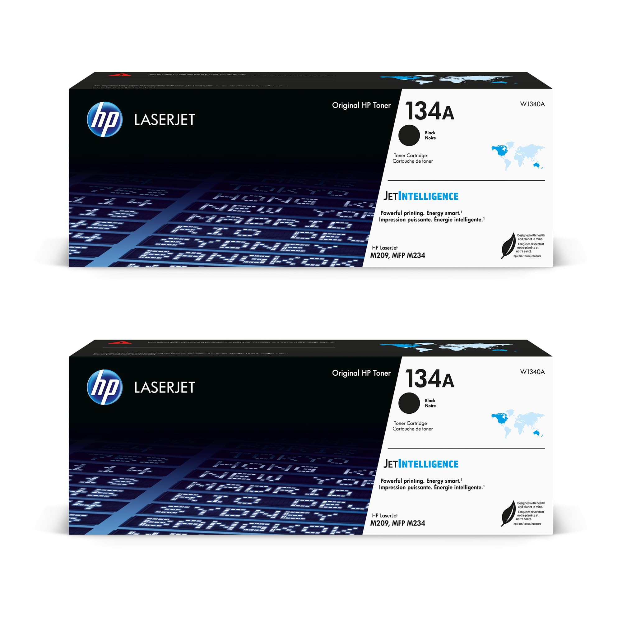 HP 134A Black Toner Cartridge 2-Pack | Original Cartridge | Compatible Laserjet M209 Series, Laserjet MFP M234 Series | W1340A | Each Cartridge Prints up to 1,100 Pages