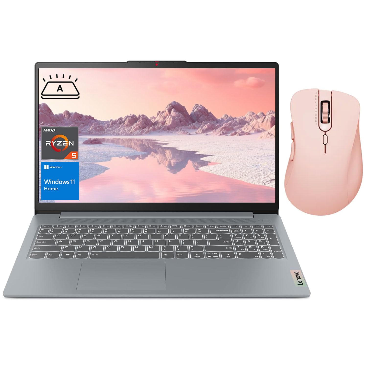 Lenovo IdeaPad Slim 3 Laptop, 15.6" FHD Display, AMD Ryzen 5 5625U, 16GB RAM, 512GB SSD, Backlit KB, SD Card Reader, Webcam, HDMI, Wi-Fi 6, Win 11 Home, Bundle with Thunderobot ML101 Wireless Mouse