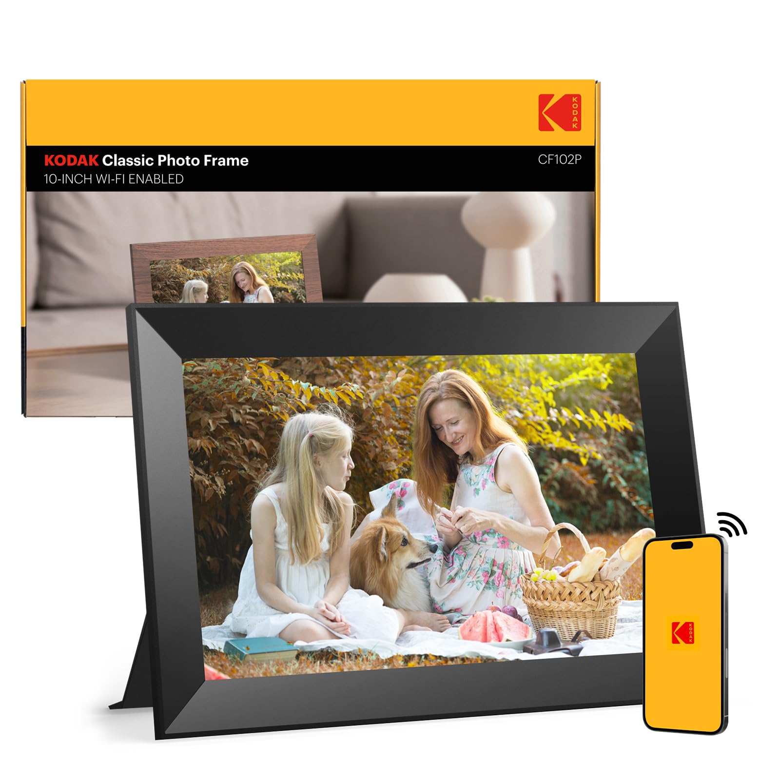 KODAK 10.1 Inch WiFi Digital Picture Frame,1280x800 HD IPS Touch Screen, Electronic Smart Photo Frame with 32 GB Memory, Auto-Rotate, Instantly Share Photos/Videos from Anywhere