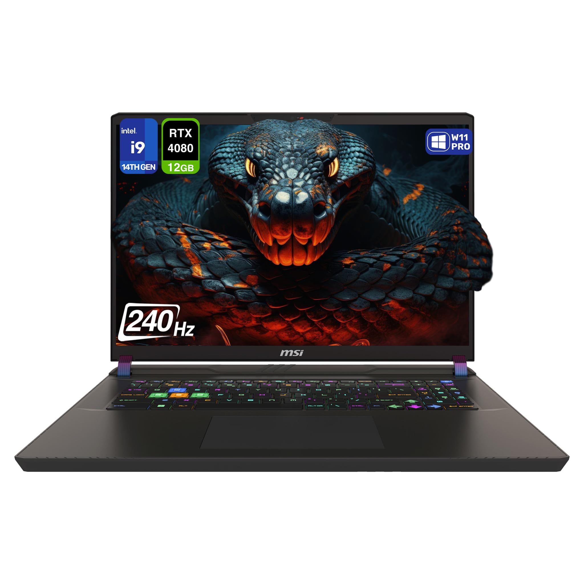 MSI Vector 17 HX Gaming Laptop, Intel i9-14900HX, 64 GB DDR5 RAM, 2 TB PCIe SSD, 17" QHD+ (2560x1600) 240Hz Display, Nvidia G-Force RTX 4080, Backlit Keyboard, W11 Pro, Cosmo Gray