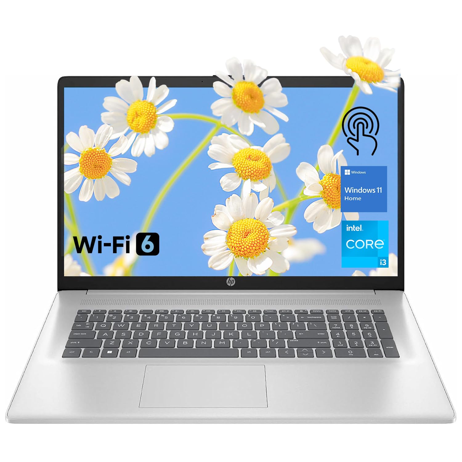 HP 17.3" Touchscreen Laptop, Intel Core i3-N305, 32GB RAM, 128GB eMMC + 1TB SSD, Numeric Keypad, Webcam, HDMI, Wi-Fi 6, Windows 11 Home, Silver