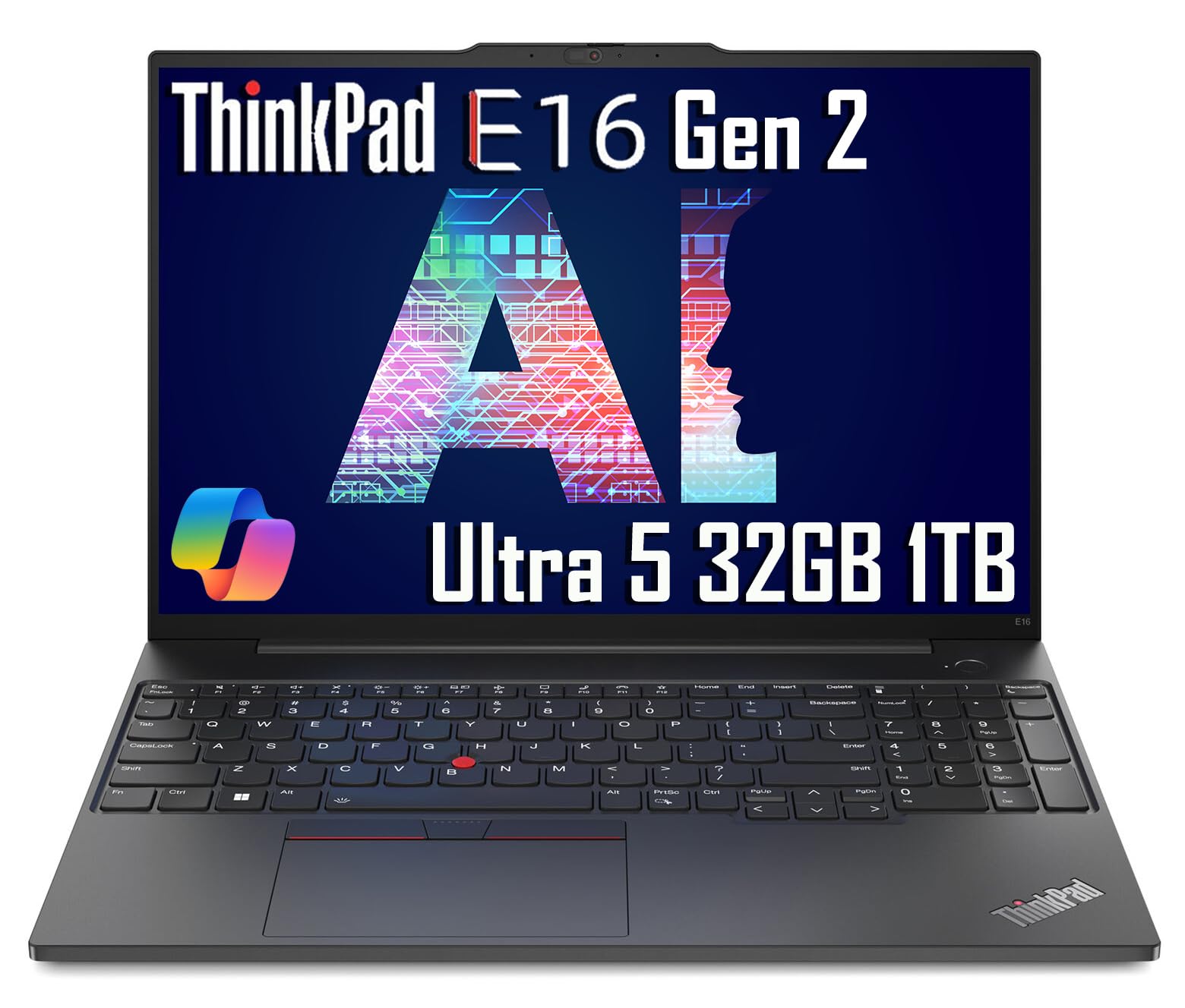 Lenovo ThinkPad E16 Gen 2 Business AI Laptop (16" FHD+ Anti-Glare, Intel Core Ultra 5 125U (> i7-1355U), 32GB DDR5 RAM, 1TB SSD) Fingerprint, Backlit, Thunderbolt 4, Ethernet, Win 11 Pro, 2025, Black