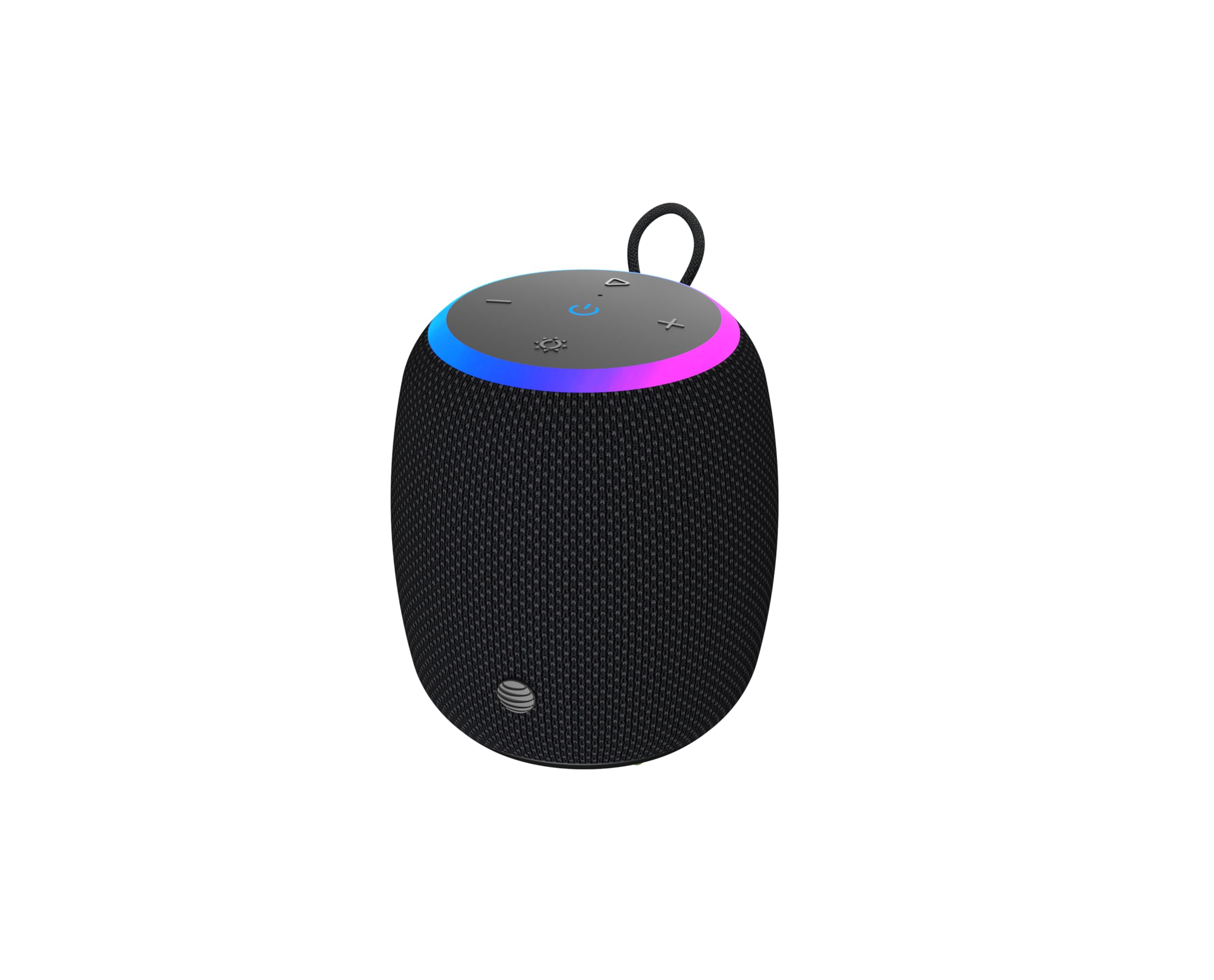AT&T Essentials 15W Bluetooth Speaker – Ultra-Compact Wireless Speaker with LED Light Effects, 15H Playtime, IPX5 Water-Resistant – Home/Kitchen/Office/On-The-go (Black)