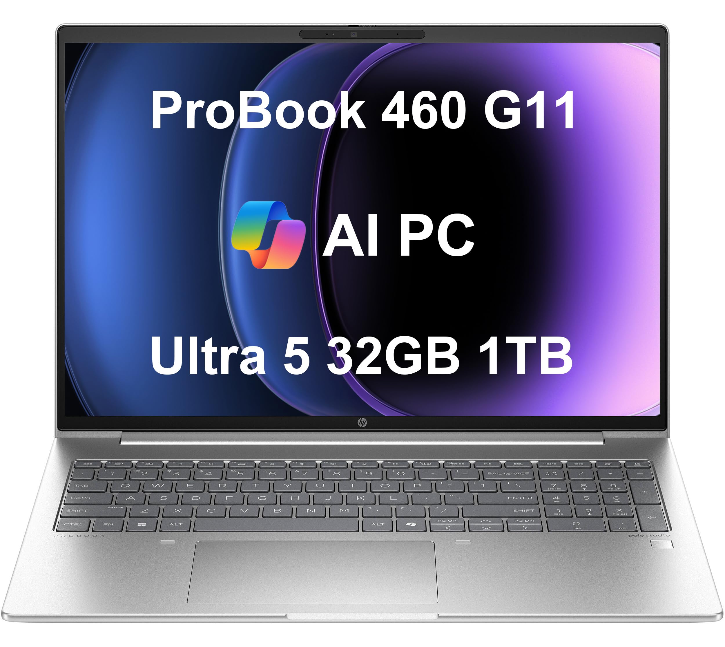 HP ProBook 460 G11 Business Laptop (16" FHD+ Anti-Glare, Intel Core Ultra 5 125U (> i7-1355U), 32GB DDR5 RAM, 1TB SSD) Backlit, Fingerprint, 1080p Webcam, Wolf Security, Win 11 Pro, 2025 AI PC