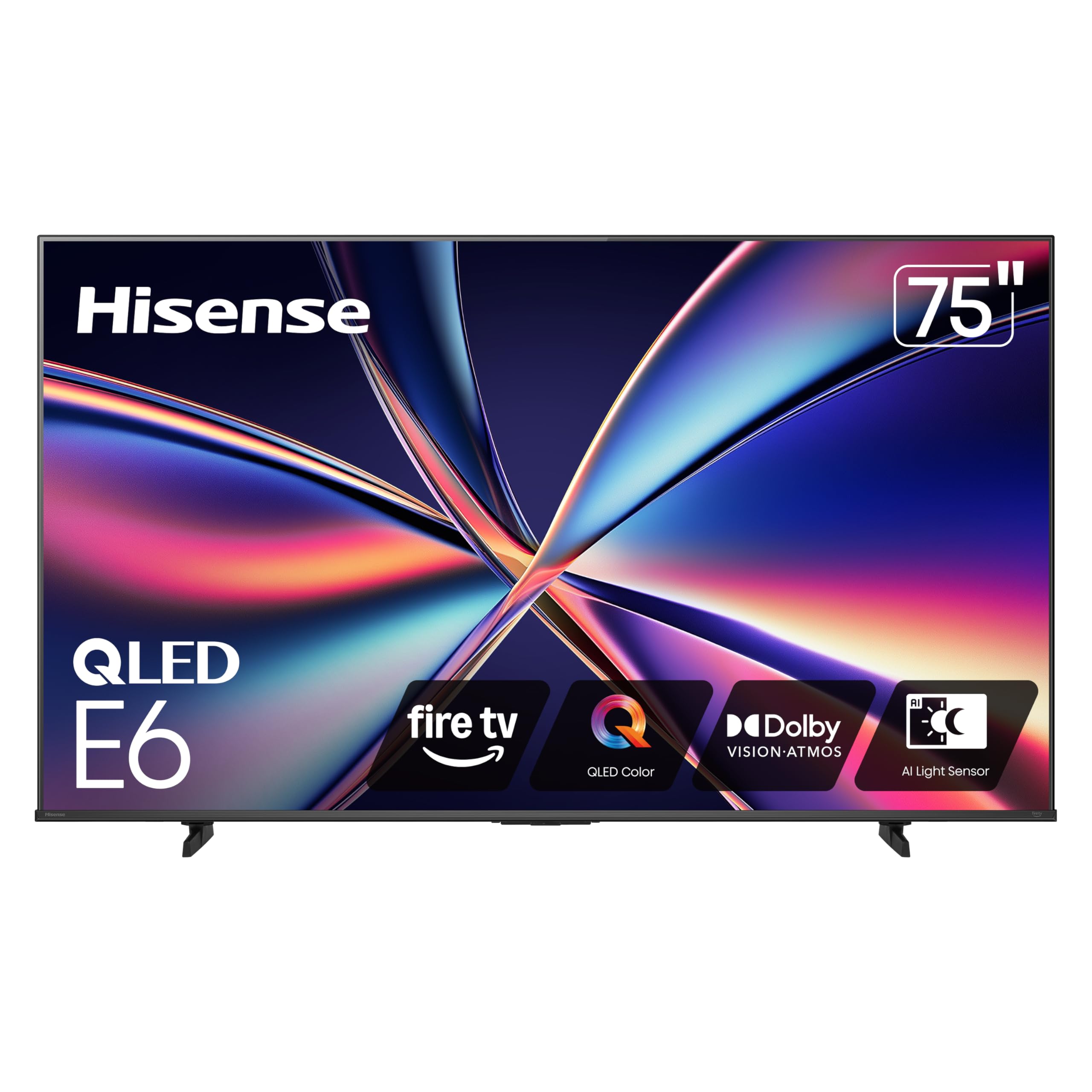 Hisense 75" Class E6 Series QLED 4K UHD Smart Fire TV (75E6QF, 2025 Model) - QLED, AI Light Sensor, Dolby Vision · Atmos, Voice Remote with Alexa, Motion Rate 120, HDR 10+ Adaptive, Game Mode Plus