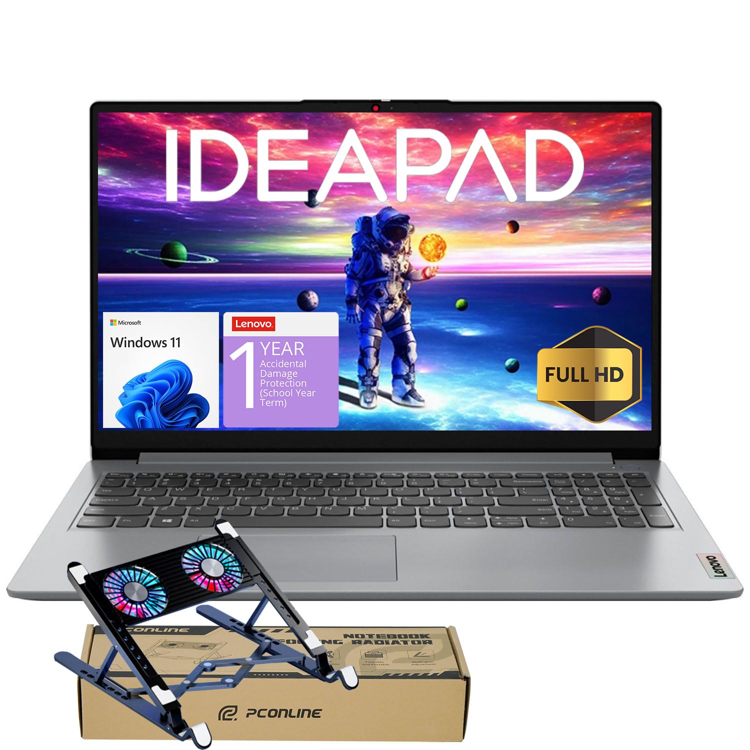 Lenovo IdeaPad 2025 Laptop, 15.6” FHD Anti-Glare, Intel 4-Core CPU, 36GB RAM, 2TB SSD, Wi-Fi 6, 10HR Battery, Win11, 1 Yr ADP + Office 365 w/1TB Cloud Storage, Student & Home Use, w/Cooler Bundle