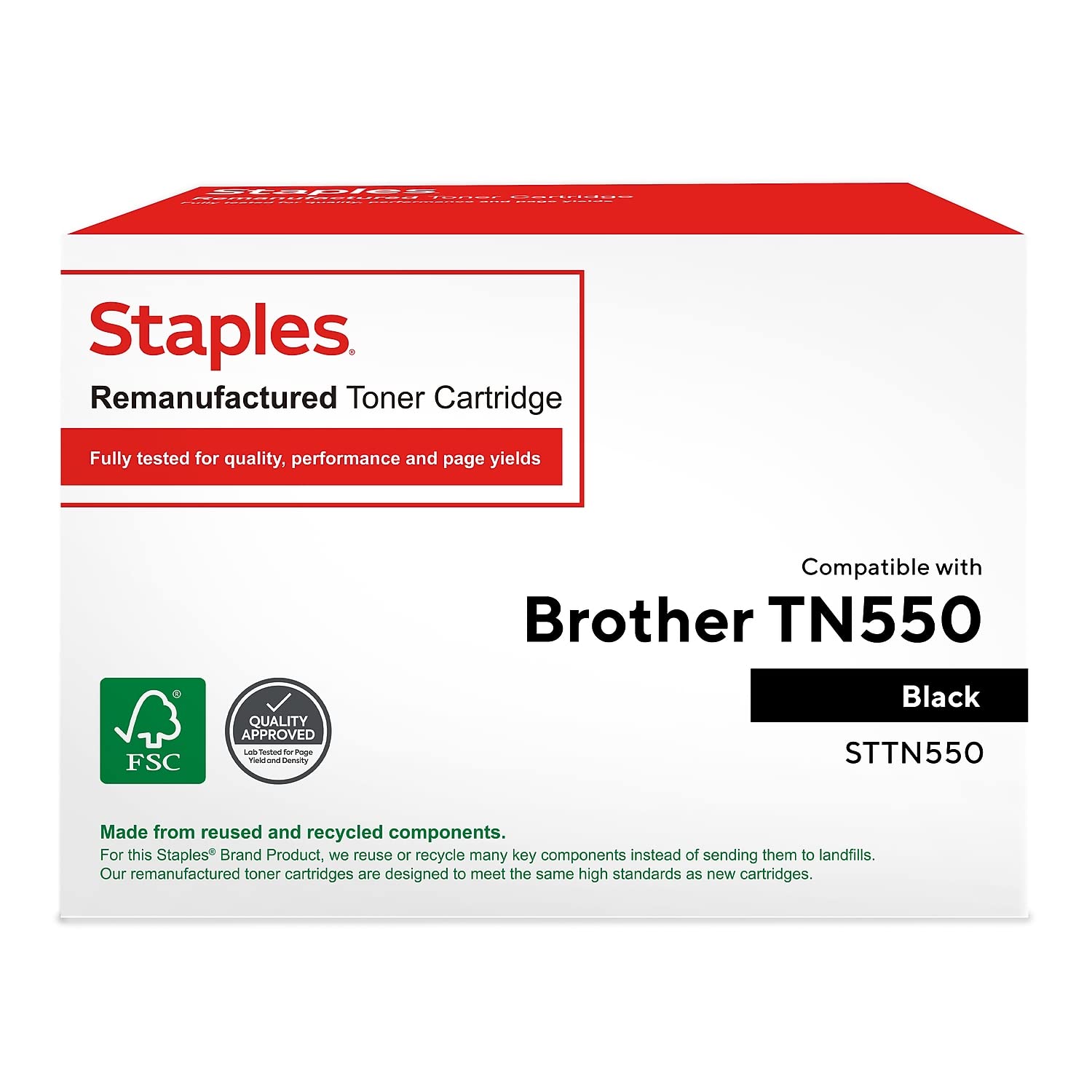 STAPLES Remanufactured Toner Cartridge Replacement for Brother TN-550 (Black)