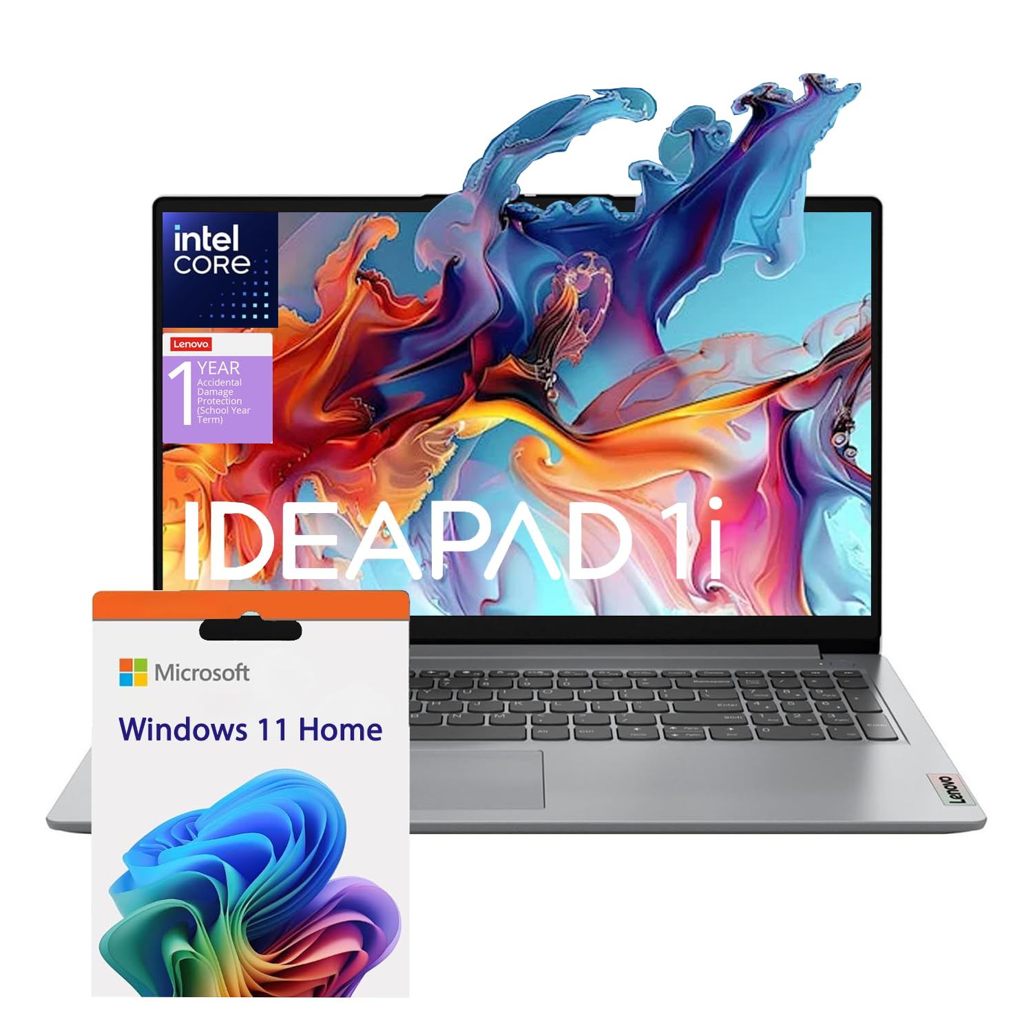Lenovo Essential Laptop | Ideapad 1i | 20GB RAM | 15.6" FHD Display | 1TB PCIe+128GB eMMc Storage | 1 Yr Office 365 + Lenovo ADP | Intel Dual-Cores Processor | HDMI | Wi-Fi 6 | Win 11 Home | Gray