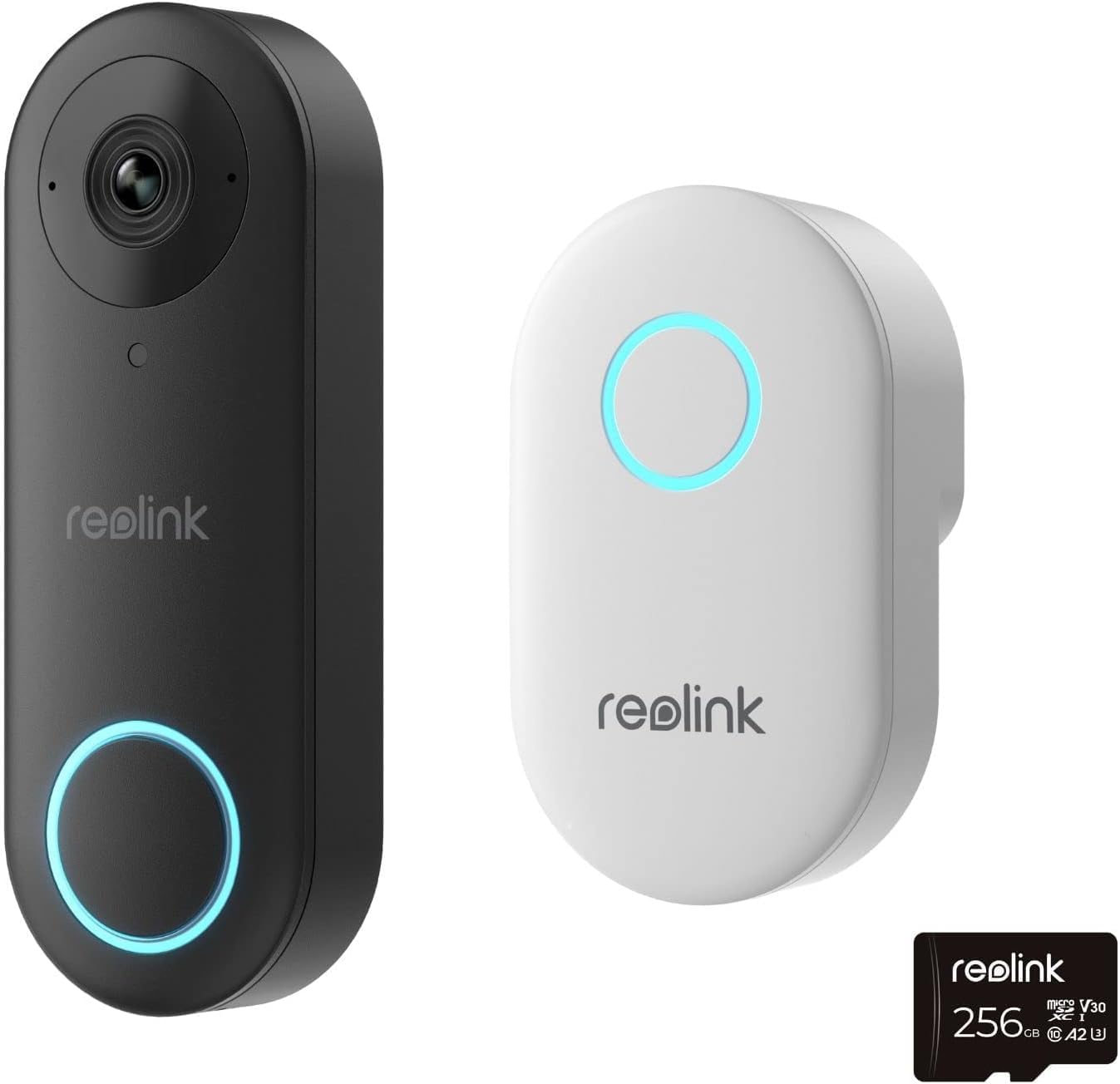 REOLINK Video Doorbell Camera with 256GB microSD Card Bundle, Wired Video Doorbell, 5Ghz/2.4Ghz WiFi, 256GB SD Card for Local Storage, Chime Included