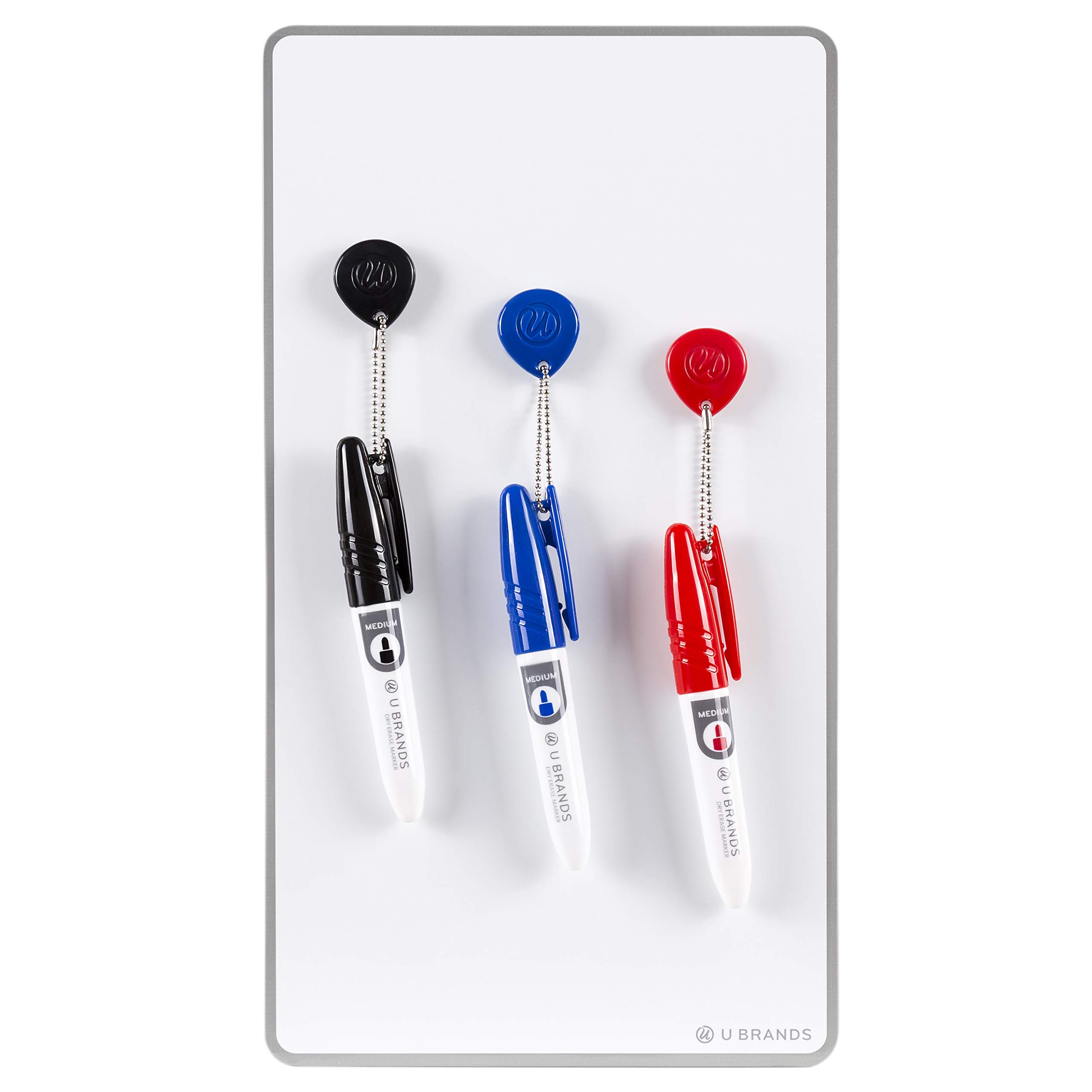 U Brands Magnetic Dry Erase Board Value Pack, 6"x11", Frameless, Includes 3 Magnetic Markers