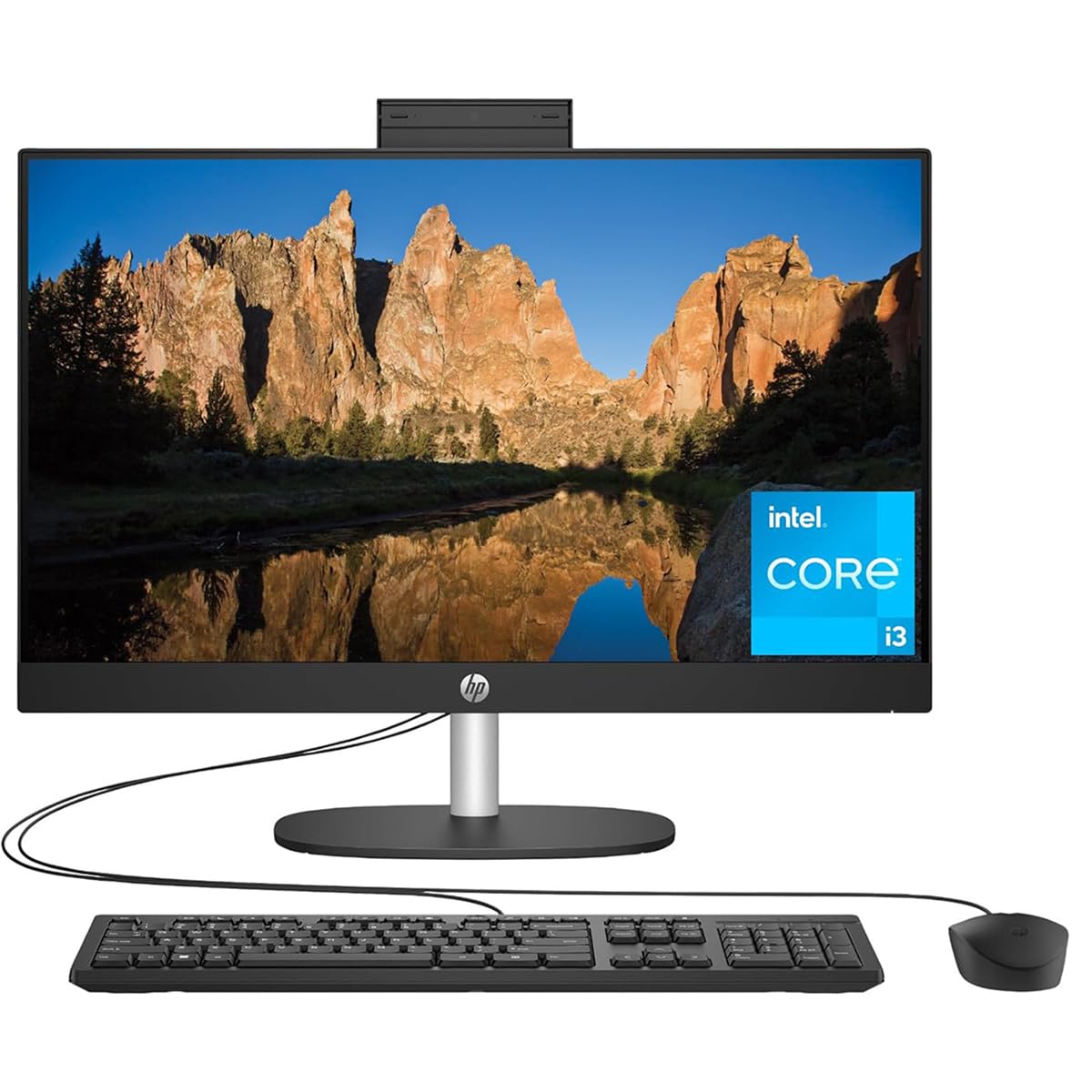 HP 23.8 inch All-in-One Desktop PC, FHD Display, Intel Core i3-N300, 8 GB RAM, 256 GB SSD, Intel UHD Graphics, Windows 11 Home, 24-cr0030 (2023), Shell White